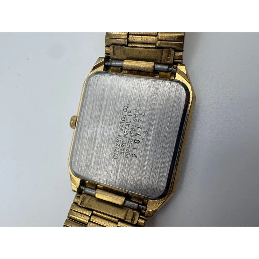 Vintage Citizen Quartz Gold-Tone Octagonal Watch Cal 6031 square
